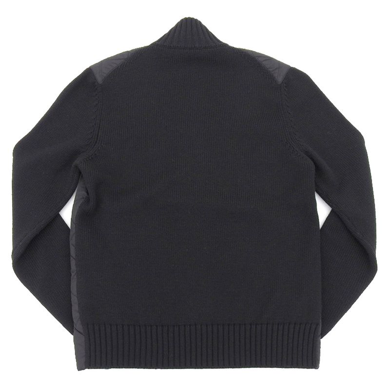 Prada 2018 Umc898 Nylon Quilted 100% Wool High Neck Driver's Knit Sweater 46 M