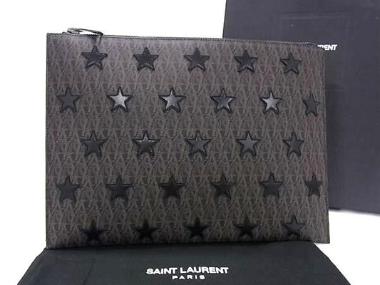 Saint Laurent PVC X Leather Star Clutch Bag Second Bag Men's Brownish