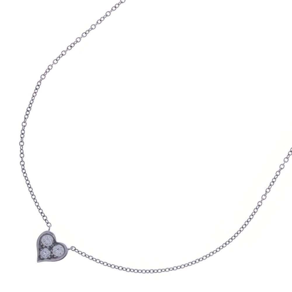 Tiffany & Co Sentimental Heart Diamond Necklace Platinum Pendant