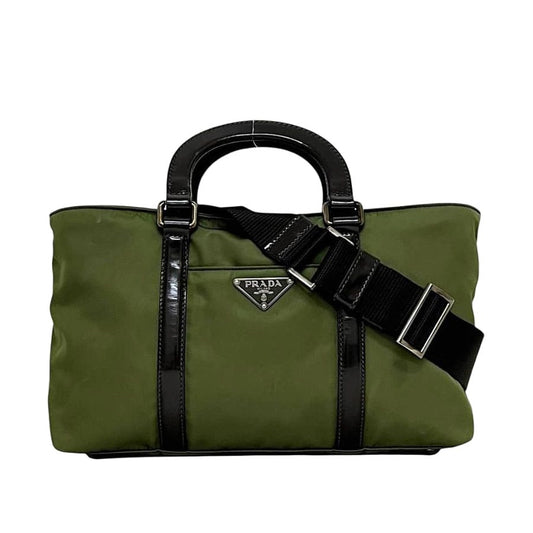 Prada 2-Way Shoulder Bag Khaki Green Tessuto Nylon Leather