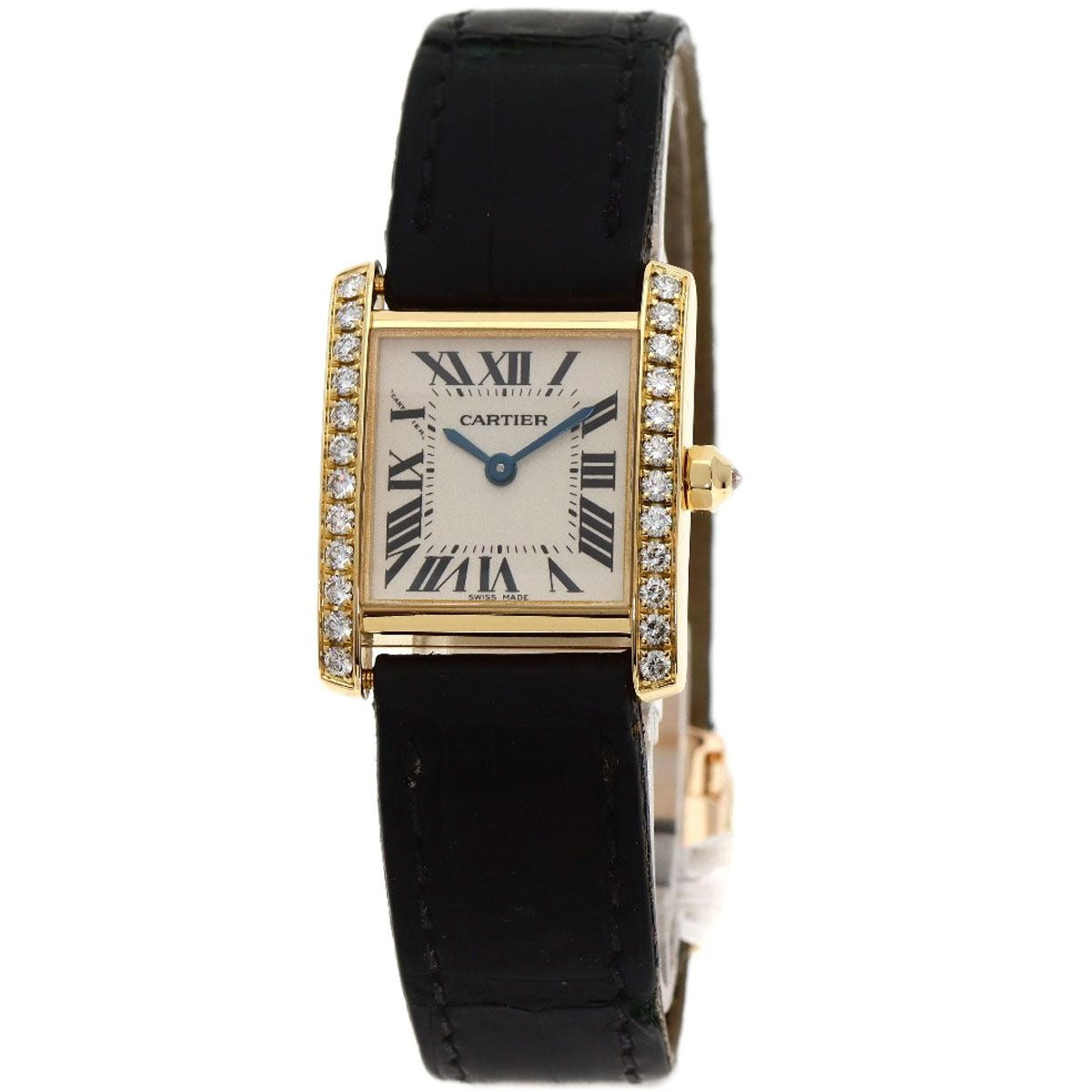 Cartier Tank Francais-z SM Watch 18K Yellow Gold Leather s