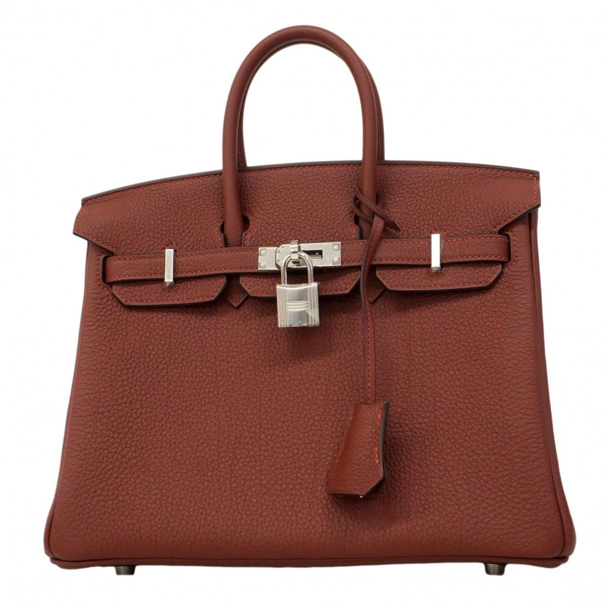 Hermes Handbag Birkin 25 Togo Rouge Ash Silver