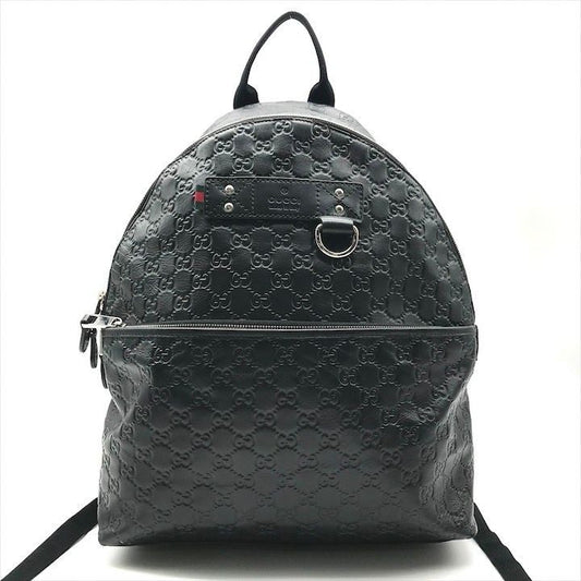Gucci Guccissima Sherry Line Leather Backpack Black Travel Bag