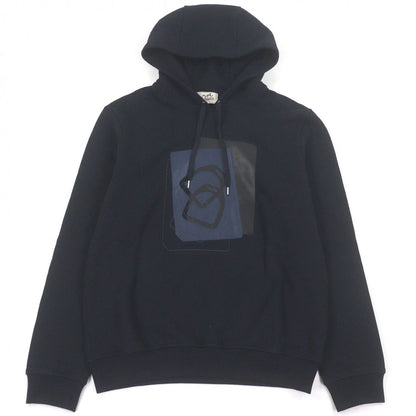 Hermes Armor de Carre Lambskin Details Pullover Hoodie Dark Navy