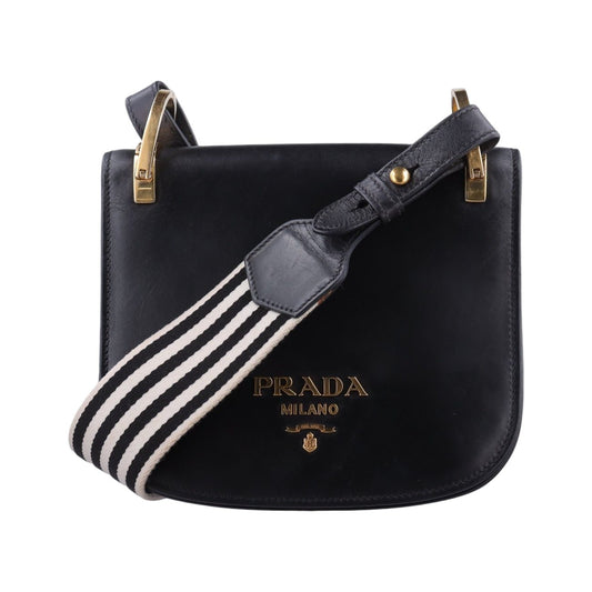 Prada Pioneer Black Leather 25 Messenger Bag