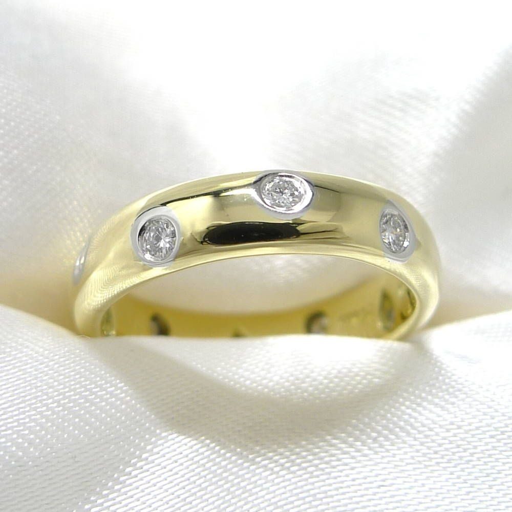 Tiffany & Co Dots Ring 18k Yellow Gold Platinum Diamond