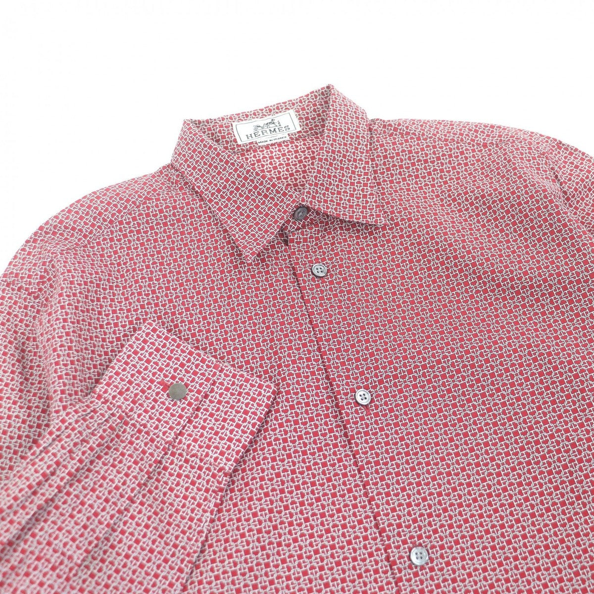 Hermes 100% Cotton Chaine D'ancre Allover Pattern Calf Serie Button Long — view 2