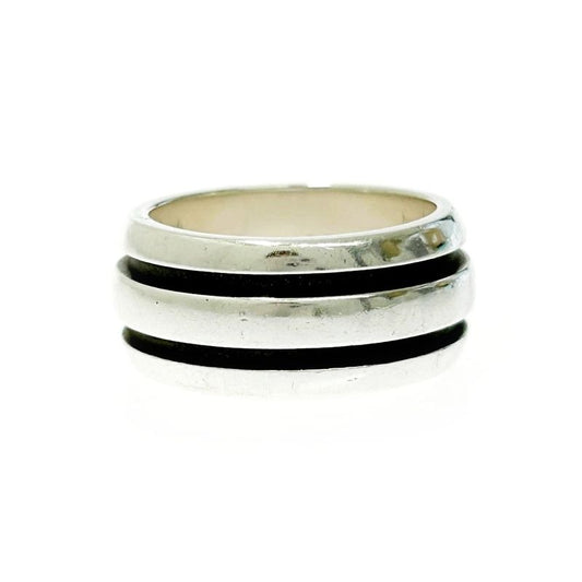 Tiffany & Co Silver Grooved Double Line Ring 9.4 g 925 Engraved