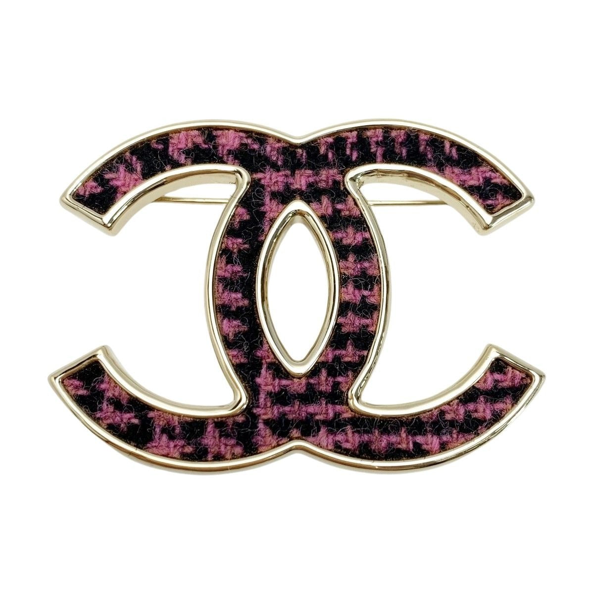 Chanel Coco Mark Pink Black Brooch Accessories