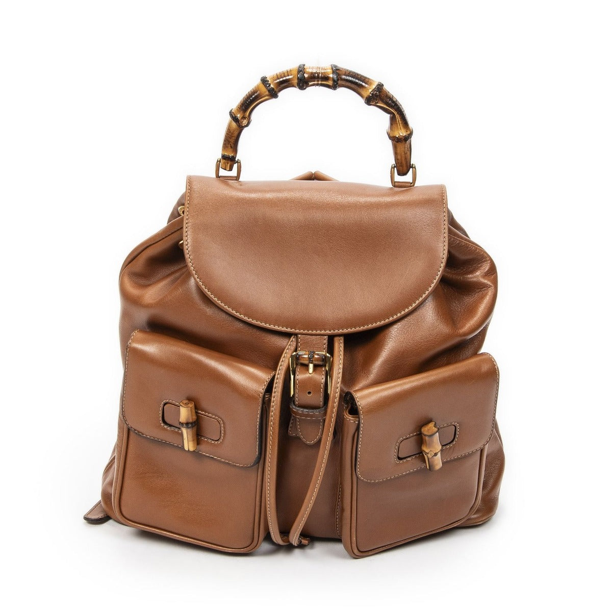 Gucci Bamboo Backpack Sac Tankard Lambskin Leather