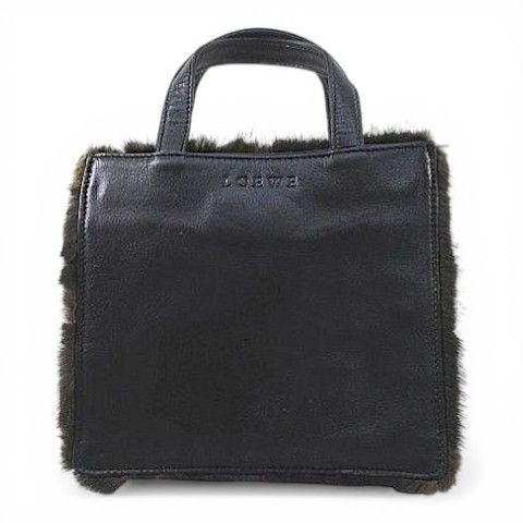 Loewe Tote Bicolor Black Brown Leather Fur