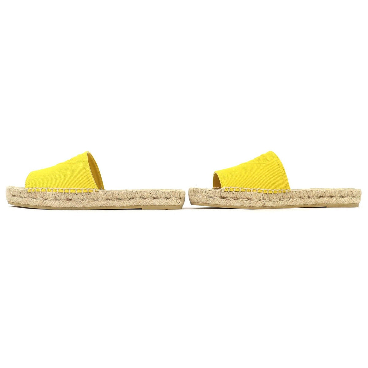 Prada Triangle Logo Canvas Espadrilles Flat Sandals Yellow 37 — view 3