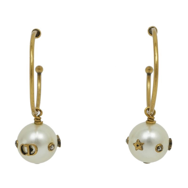 Dior Hoop Earrings Faux Pearl Accessories