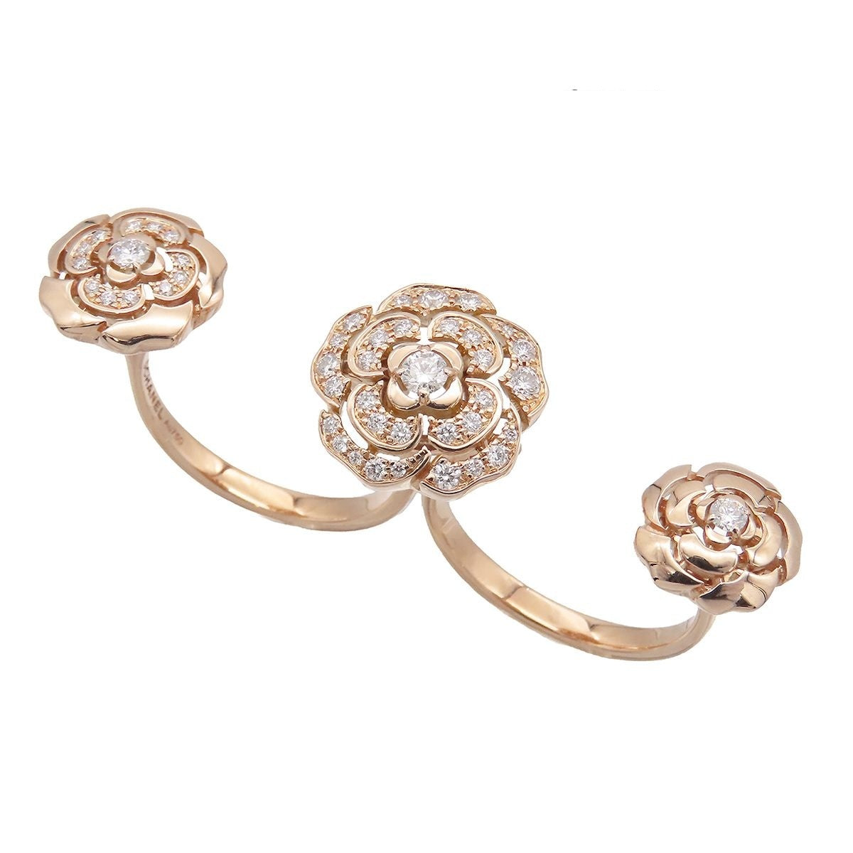 Chanel Camellia Ring Pink Gold 18K Diamond
