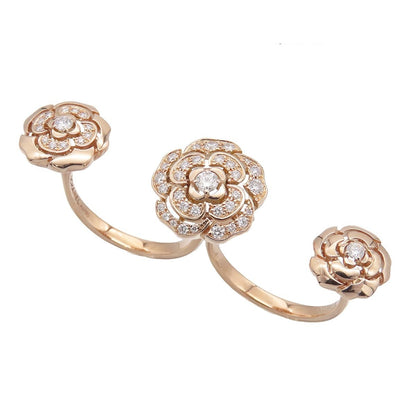 Chanel Camellia Ring Pink Gold 18K Diamond
