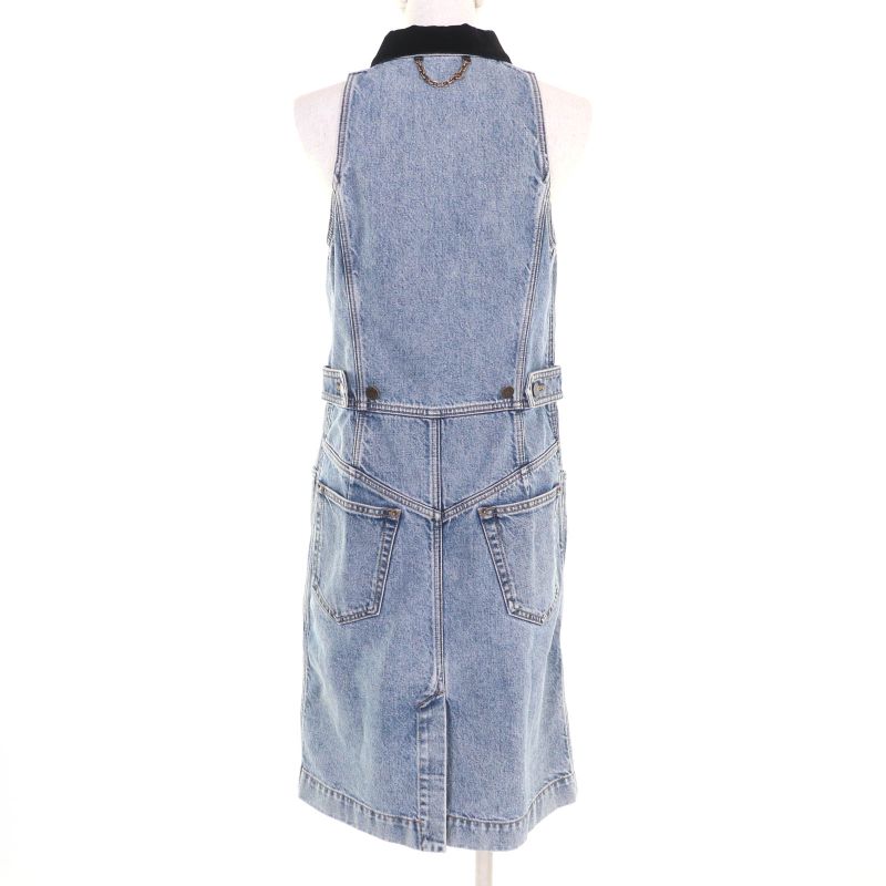 Louis Vuitton 24SS Rw241wj 100% Cotton Velvet Accent Denim Dress Indigo 38 Made