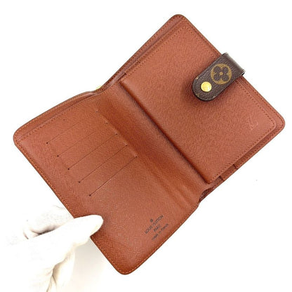 Louis Vuitton Porte Papier Zip Monogram PVC Brown Bifold Wallet Gold M61207