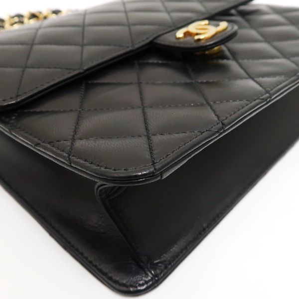 Chanel Chain Shoulder Bag Matelasse Push Lock Black Hardware Officially