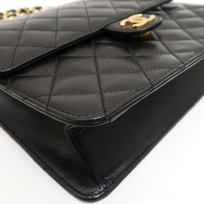 Chanel Chain Shoulder Bag Matelasse Push Lock Black Hardware Officially
