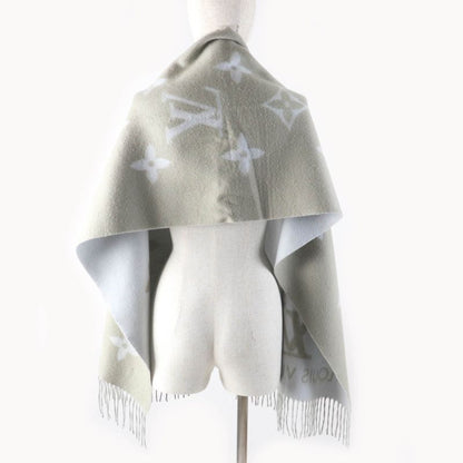 Louis Vuitton M70462 Echarpe Reykjavik 100% Cashmere Stole Grey Light Blue Made