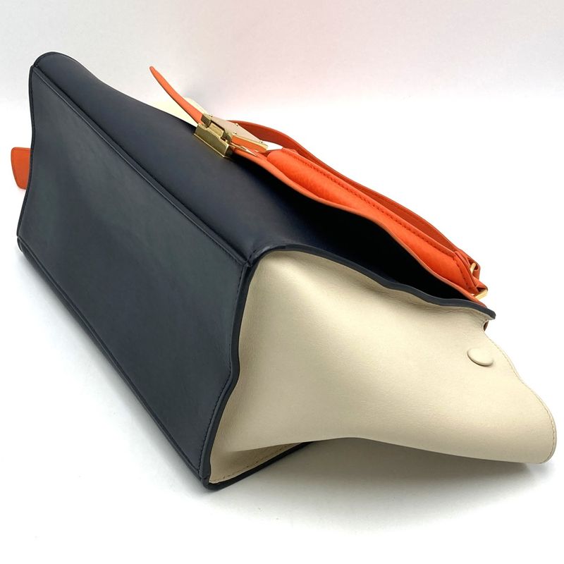 Celine Trapeze 4124 Handbag Crossbody Shoulder Bag Orange/black/white Black/whit