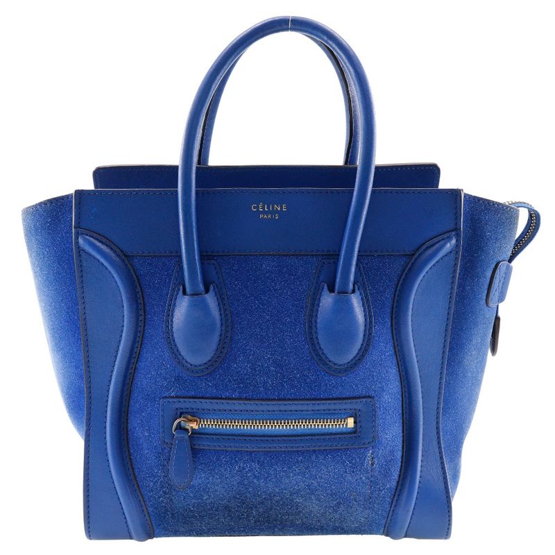 Celine Luggage Micro Suede And Calf Blue Women's Handbag