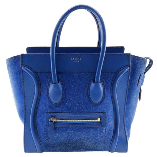 Celine Luggage Micro Suede And Calf Blue Women's Handbag