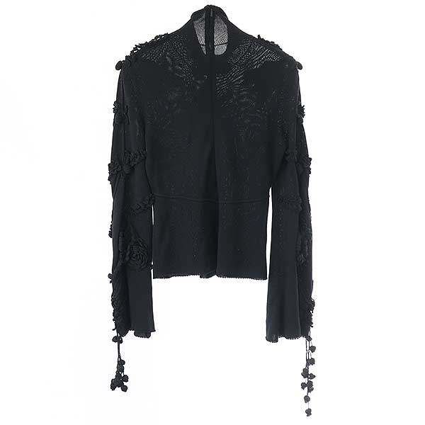 Loewe Flower Jacquard Tassel Knit Sweater S540333x57 Black M