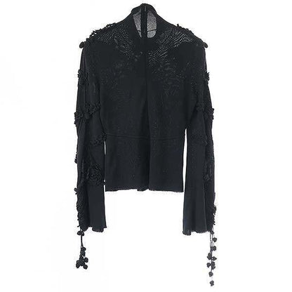 Loewe Flower Jacquard Tassel Knit Sweater S540333x57 Black M