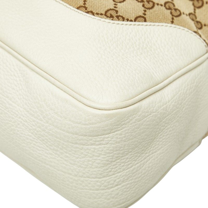 Gucci GG Canvas Bamboo Handbag Shoulder Bag 2WAY 282315 Beige Ivory Canvas