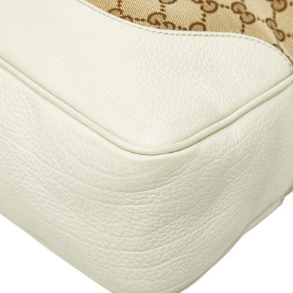 Gucci GG Canvas Bamboo Handbag Shoulder Bag 2WAY 282315 Beige Ivory Canvas
