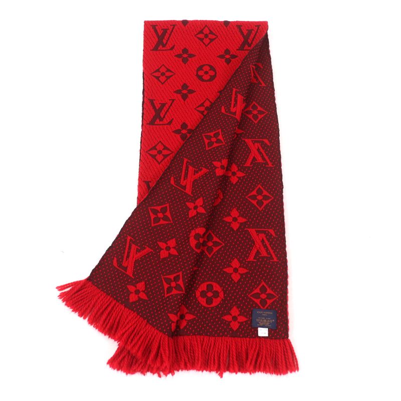 Louis Vuitton M72432 Echarpe Logomania Silk-blend Ruby Monogram Fringed Scarf
