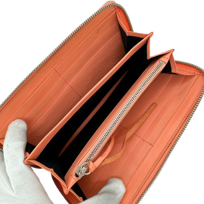 Balenciaga Round Zipper Calf Women's Long Wallet