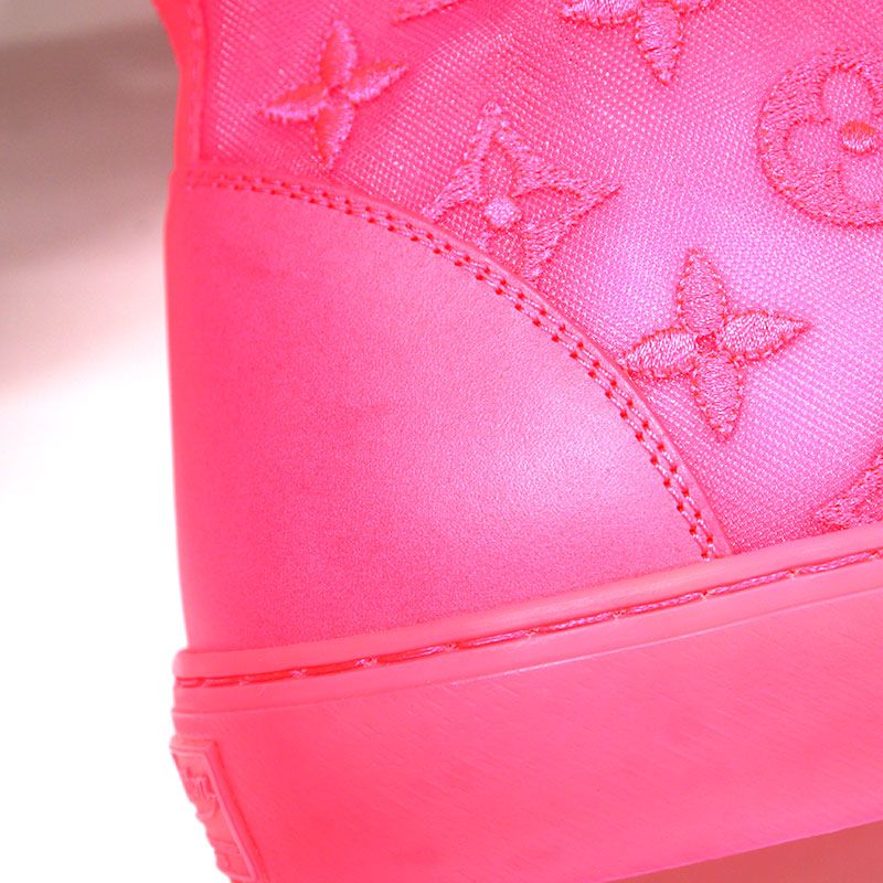 Louis Vuitton Tattoo Line High Cut Sneakers 8 Neon Pink Mesh