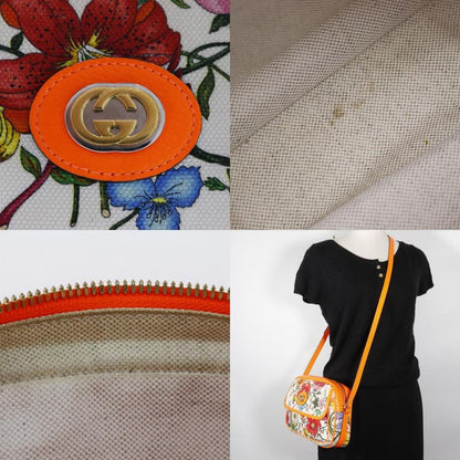 Gucci GG Flora Floral 550147 Canvas And Leather Orange Ladies Shoulder Bag