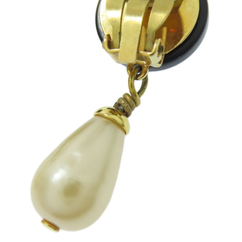 Chanel Coco Mark Faux Pearl Earrings Plastique GP Ladies