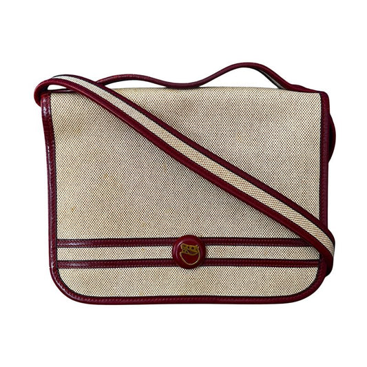 Hermes Shoulder Bag Toile Ashe Canvas Leather Beige