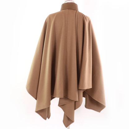 Gucci 730905 100% Wool Leather Large Cape Coat With Logo Buttons Poncho Brown