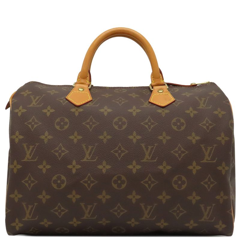 Louis Vuitton Handbag Speedy 30 Monogram Canvas Monogram Gold Hardware Brown