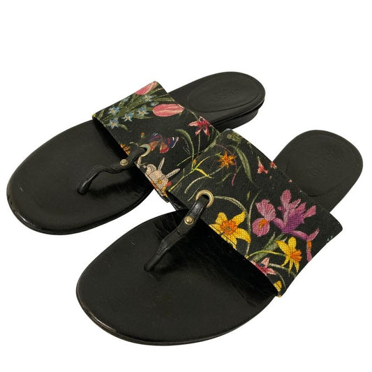 Good Gucci Flora Print Flat Thong Sandals Size 36 Equivalent to 23cm (9.06in)