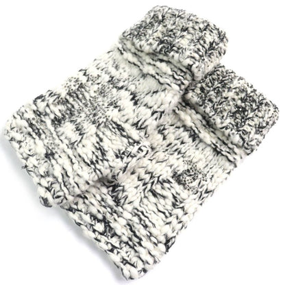 CHANEL P39194 Wool Cashmere Coco Rhinestone Knit Gloves Mittens