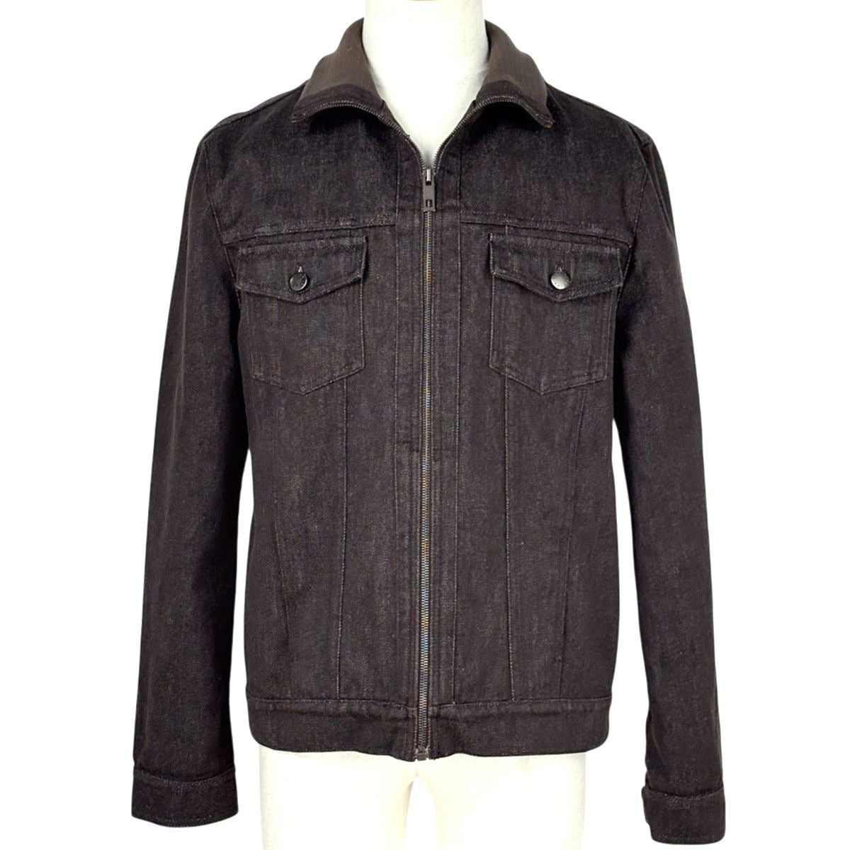 Louis Vuitton Logo Button Zip Up Jacket Denim High