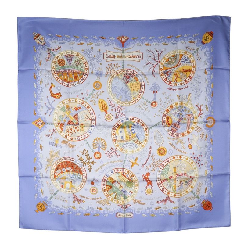 Hermes Carré 90 Mediterranean Port Town Silk Women's Scarf