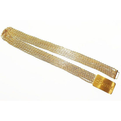 Chanel Logo Plate Chain Belt Vintage Gold Aa — view 2