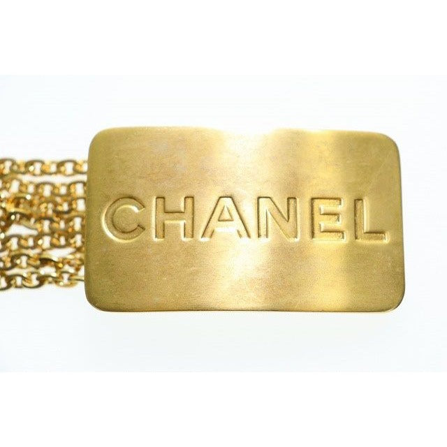 Chanel Logo Plate Chain Belt Vintage Gold Aa — view 3
