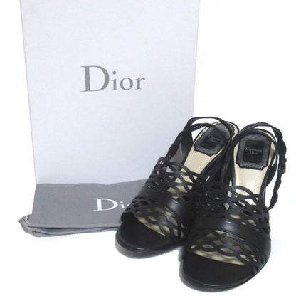 Unused Christian DIOR Tattoo Leather Ankle Strap High Heel Sandals 35.5d
