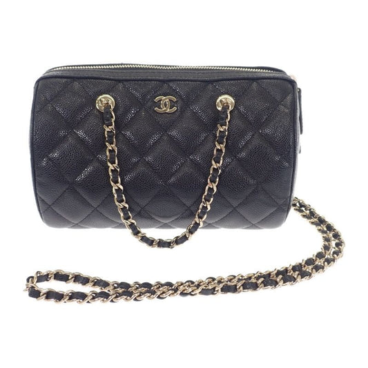 Chanel Quilted Mini Boston 2025 SS Ap4474 2-Way Bag Shoulder Caviar
