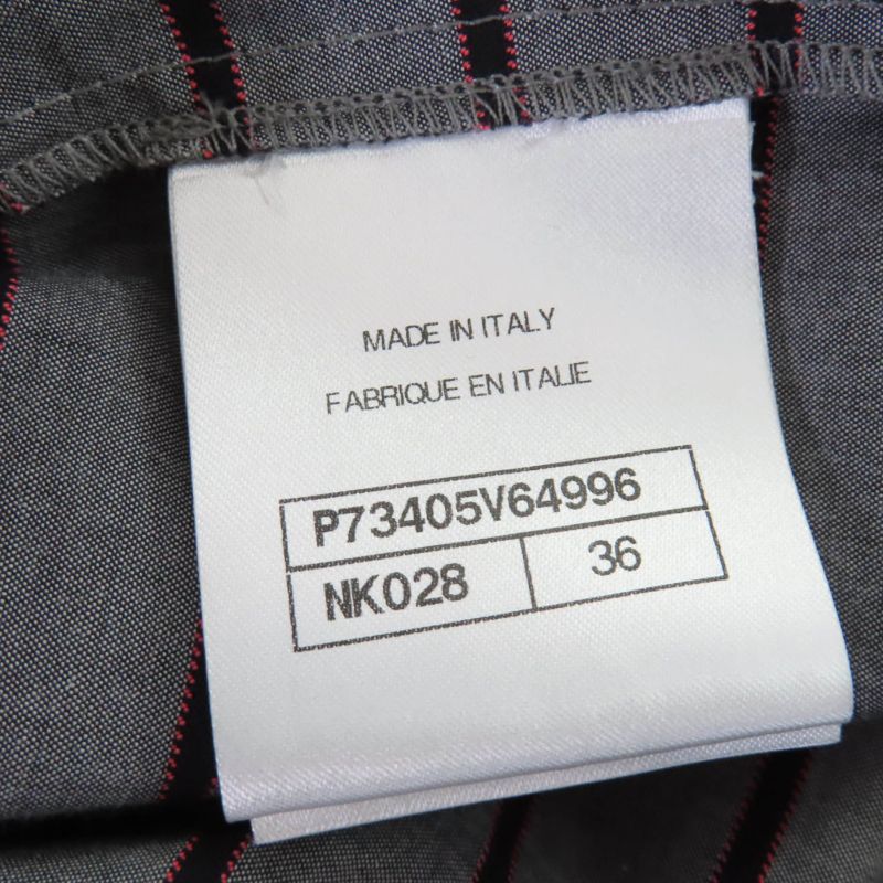 CHANEL 22AW P73405v64996 Coco Mark Striped Velvet Paneled Top Black 36 Made In