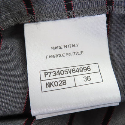 CHANEL 22AW P73405v64996 Coco Mark Striped Velvet Paneled Top Black 36 Made In