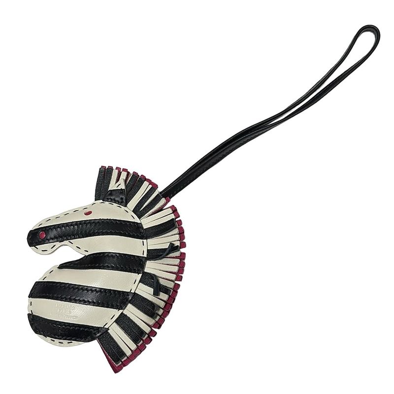 Hermes Key Holder (charm ) - Black White And Pink Zebra